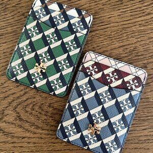 NWT! NEW! Tory Burch GEO Colorblock Card Case -GREEN OR BLUE